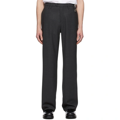 Raf Simons Grey Wool Straight-fit Pants In 00084 Anthr