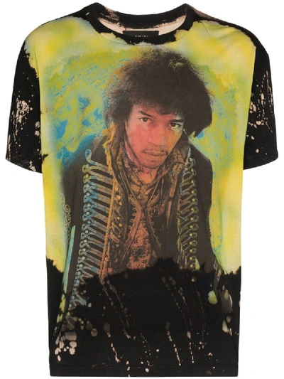 Amiri Jimi Hendrix Bleached-effect T-shirt In Black