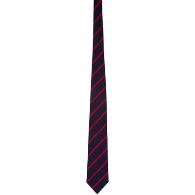 Ralph Lauren Men's Striped Silk Tie In Navy