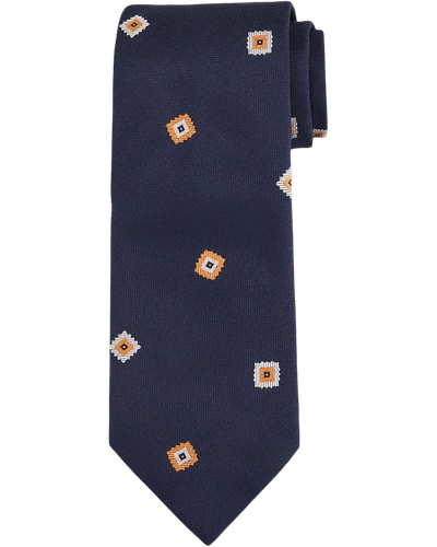 Brioni Men's Fancy Boxes Silk Tie In Blue/orange