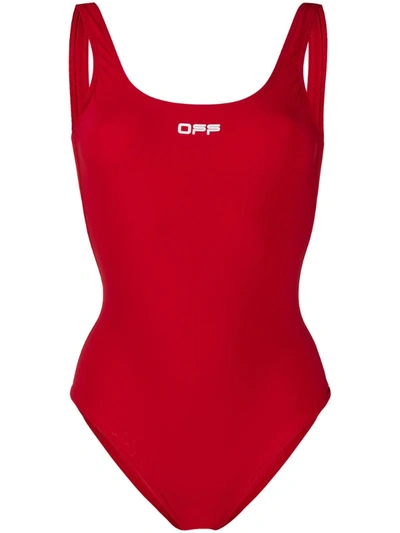 Off-white Core One-piece Swimsuit In Dark Red