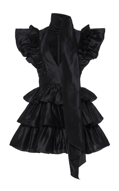 Aje Allégro Bon Bon Ruffle Mini Dress In Black