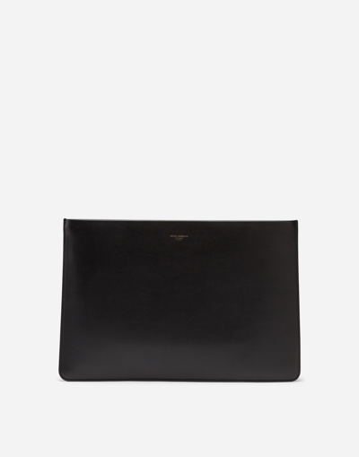 Dolce & Gabbana Embossed Logo Clutch Bag In Black