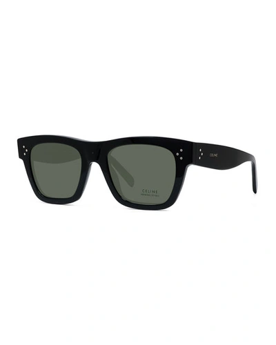 Celine Polarized Rectangular Acetate Sunglasses In Black/gray