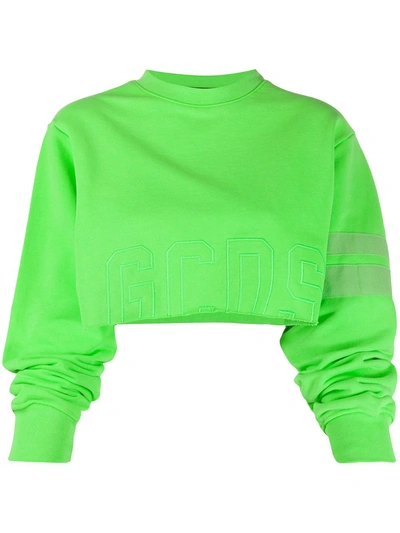 Gcds Cropped Logo Sweatshirt In Green