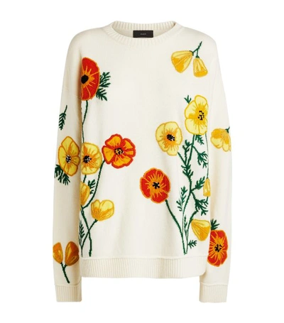 Alanui Poppy-intarsia Embroidered Jumper In White