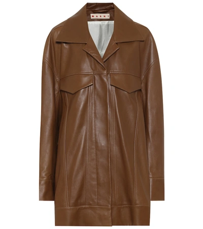 Marni Leather Jacket In Brown