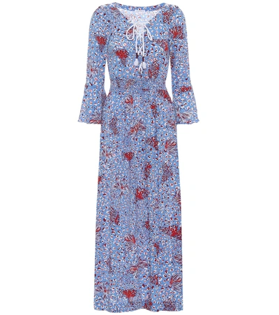 Poupette St Barth Lucy Printed Midi Dress In Blue