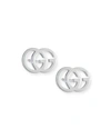 Gucci 18k Gold Running G Stud Earrings In White/gold