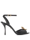 Dolce & Gabbana Moiré Devotion Sandals In Black