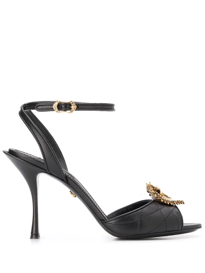 Dolce & Gabbana Moiré Devotion Sandals In Black