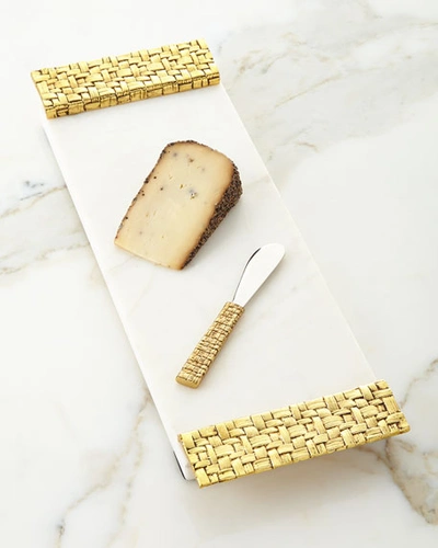Michael Aram Palm Cheese Board With Spreader In Gold