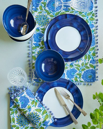 Neiman Marcus 12-piece Cobalt Brushstroke Dinnerware Service