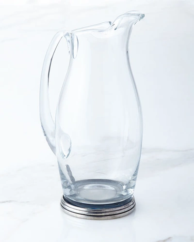 Neiman Marcus Tall Glass & Pewter Pitcher In Pewter/clear
