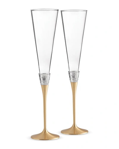 Vera Wang Golden With Love Toasting Flutes, Set Of 2