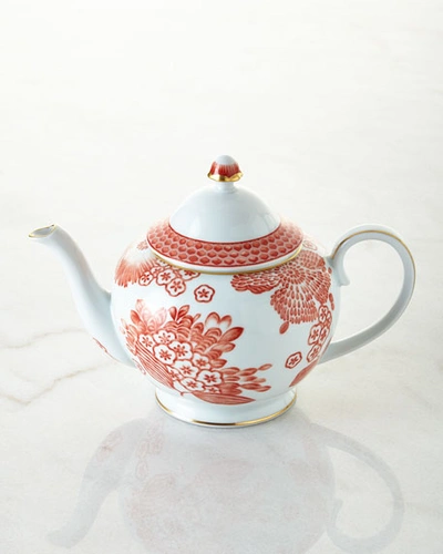 Vista Alegre Coralina Teapot In Coral/white