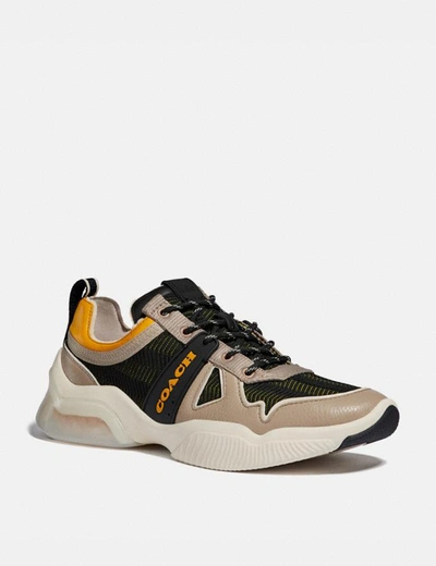 Coach Citysole Runner In Black - Size 9 D In Color<lsn_delimiter>black/yellow