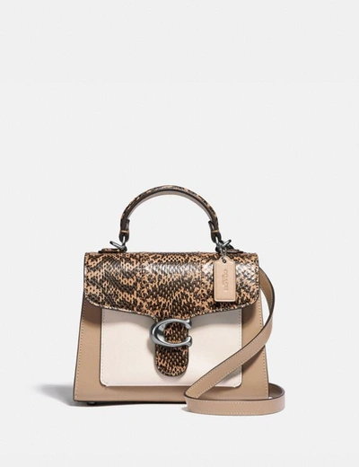 Coach Tabby Top Handle 20 In Colorblock With Snakeskin Detail - Women's In Silver/taupe Multi