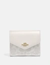 Coach Small Wallet In Colorblock Signature Canvas - Women's In Brass/chalk Chalk