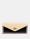 Coach Soft Wallet In Colorblock In Pewter/black Multi