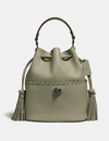 Coach Lora Bucket Bag With Whipstitch Detail In Green In V5/light Fern