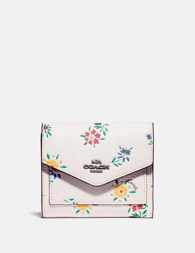 Coach Small Wallet With Wildflower Print In V5/chalk