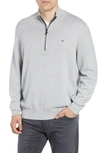 Vineyard Vines Sankaty Striped Half-zip Sweater In Light Heather Gray