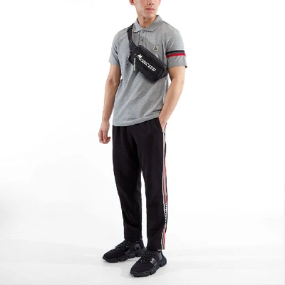 Moncler Striped Sleeve Polo In Grey