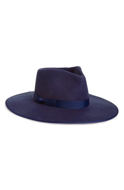 Lack Of Color Rancher Wool Fedora Hat In Navy