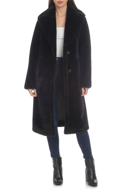 Avec Les Filles Oversized-fit Bonded Faux Fur Midi Coat In Black