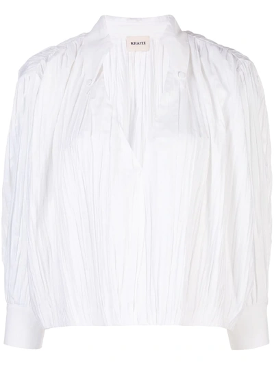 Khaite Malone Crinkled Cotton-poplin Blouse In White