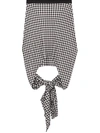 Burberry Scarf-tie Detail Gingham Mini Skirt In Grey