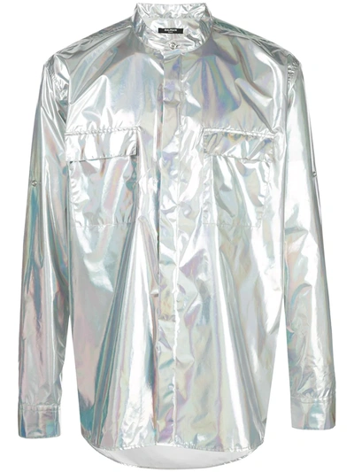 Balmain Silver Oversize Holographic Shirt