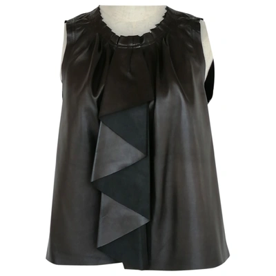 Pre-owned Louis Vuitton Leather Blouse In Black
