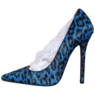 Pre-owned Jeffrey Campbell Pony-style Calfskin Heels In Blue