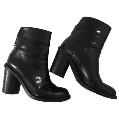 Pre-owned Surface To Air Patent Leather Ankle Boots In Black