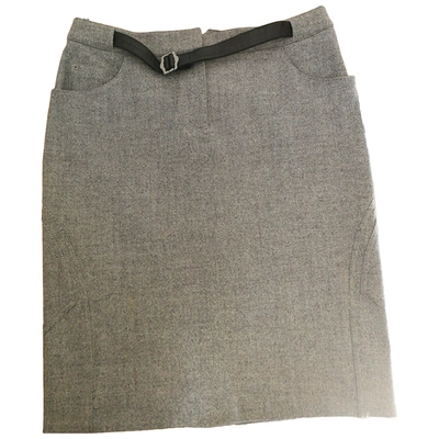 Pre-owned Dior Wool Mid-length Skirt In Grey