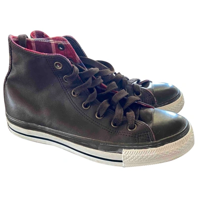 Pre-owned Converse High Trainers In Brown