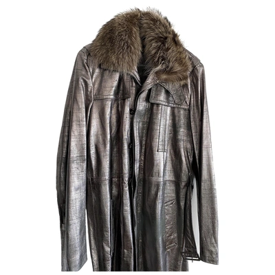 Pre-owned John Richmond Leather Trenchcoat In Metallic