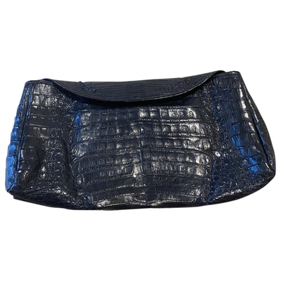 Pre-owned Nancy Gonzalez Blue Crocodile Clutch Bag