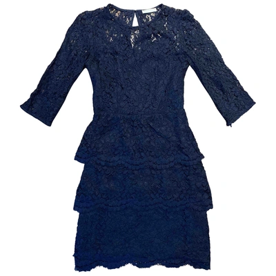 Pre-owned Whistles Lace Mid-length Dress In Navy