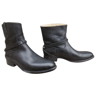 Pre-owned Frye Leather Buckled Boots In Black