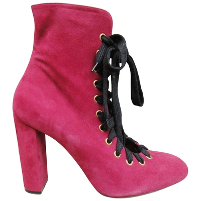 Pre-owned Chloé Lace Up Boots In Pink