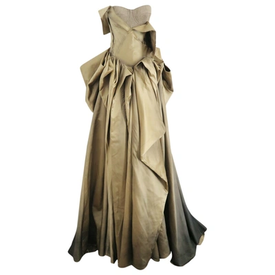 Pre-owned Bottega Veneta Silk Maxi Dress In Gold