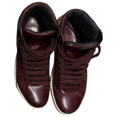 Pre-owned Tom Ford Leather High Trainers In Burgundy