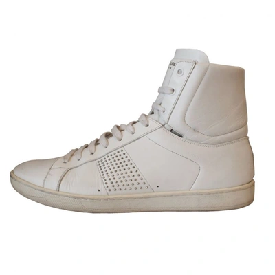 Pre-owned Saint Laurent Leather High Trainers In Beige