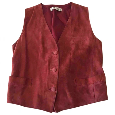 Pre-owned Marella Leather Jacket In Burgundy