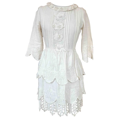 Pre-owned Manoush Ecru Linen Dress