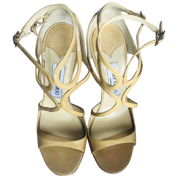 beige patent leather sandals