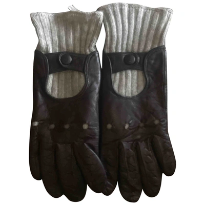 Pre-owned Malo Leather Gloves In Brown